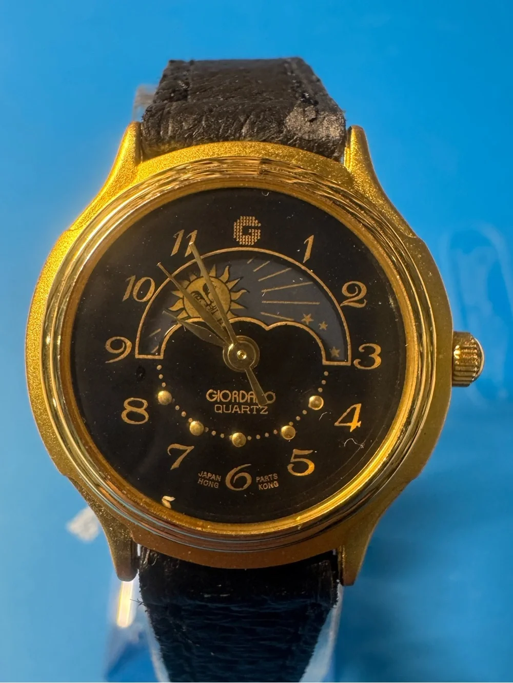 Giordano Gold-Tone Sun & Moon Black Dial Quartz Watch